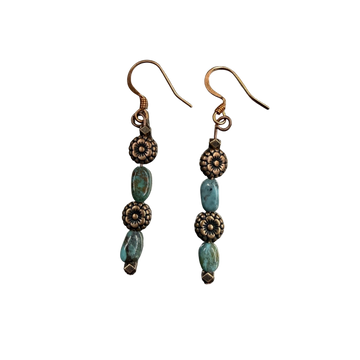 Turquoise & Copper Flower Dangle Earrings