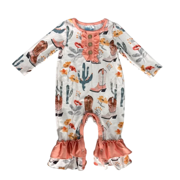 Shea Baby Infant/Toddler Girl's Cactus Long Sleeve Romper