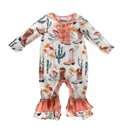 Shea Baby Infant/Toddler Girl's Cactus Long Sleeve Romper