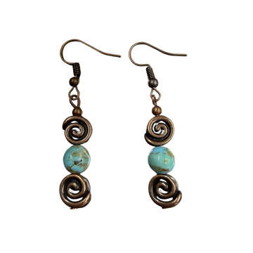 Kingman Turquoise w/Copper Dangle Earrings