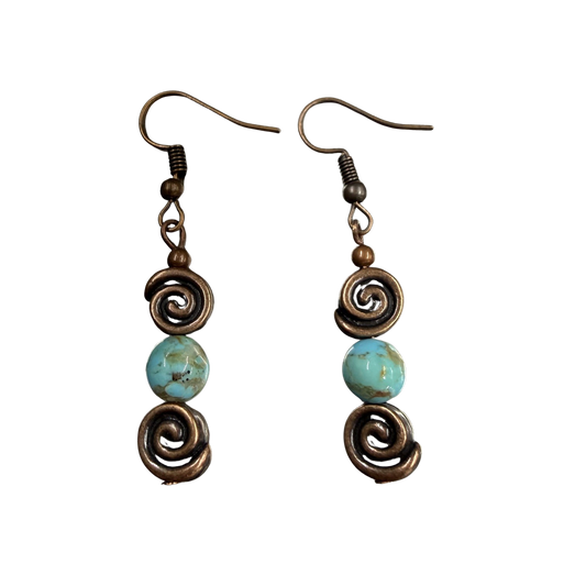 Kingman Turquoise w/Copper Dangle Earrings
