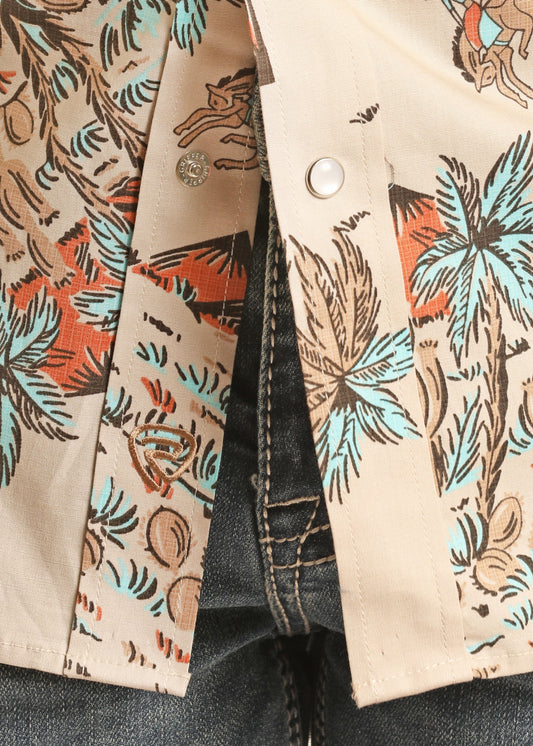 Rock & Roll Boy's Tropical Print Snap Shirt