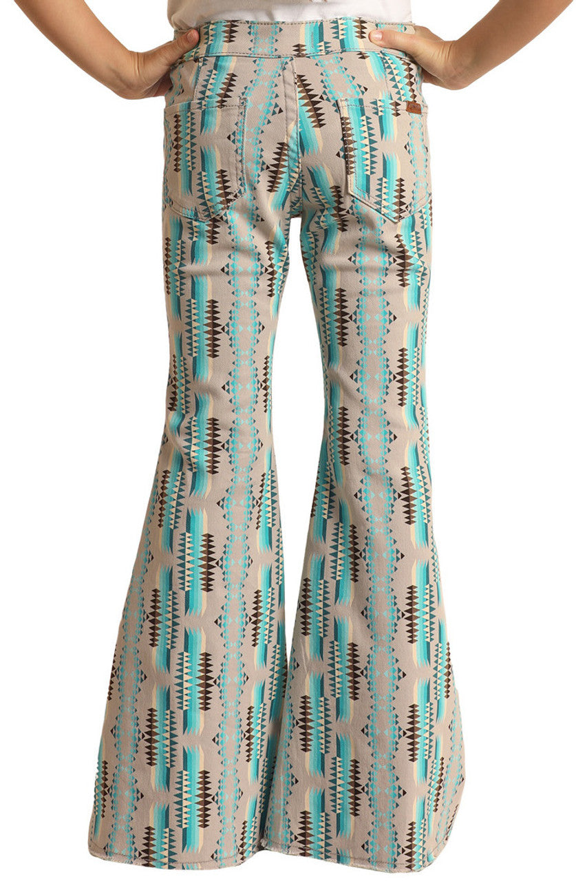 Rock & Roll High Rise Extra Stretch Aztec Pattern Flare Jeans