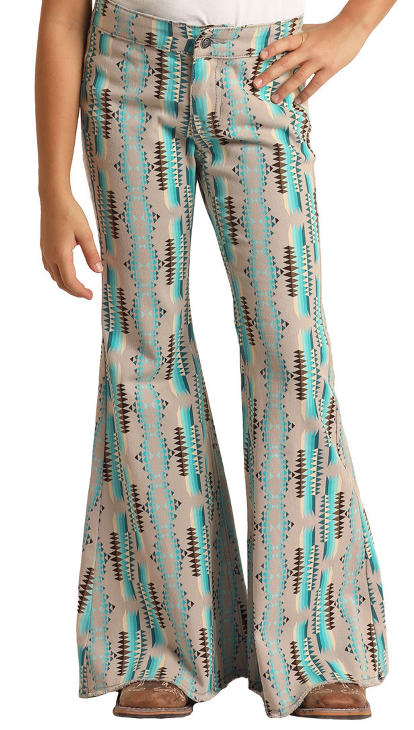 Rock & Roll High Rise Extra Stretch Aztec Pattern Flare Jeans