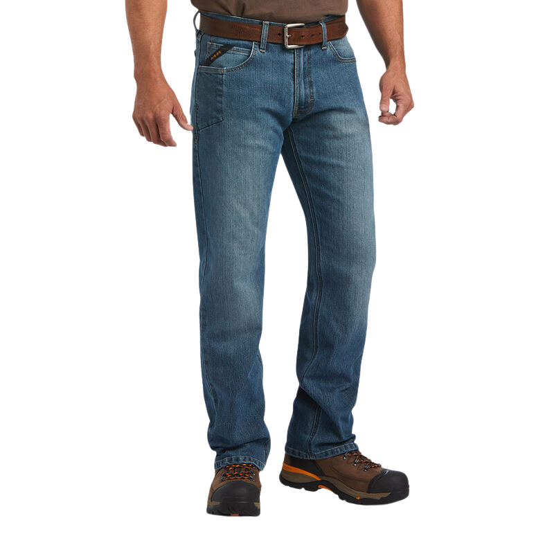 Ariat Men's Rebar M5 Straight DuraStretch Basic Stackable Straight Leg Jean-Edgewood
