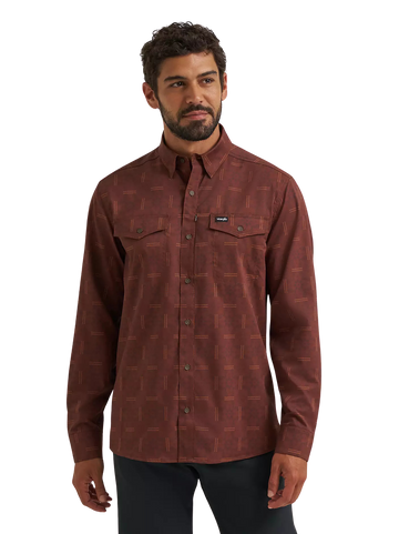 Wrangler All Terrain Gear Men's Live-In Sepia Print Shirt