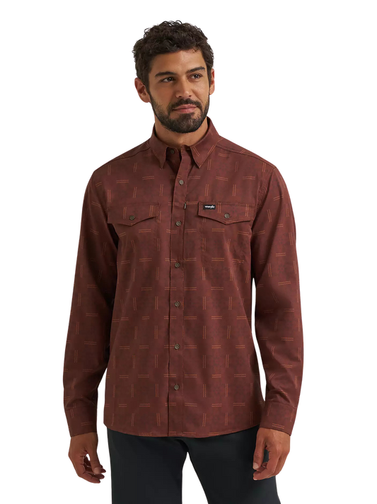Wrangler All Terrain Gear Men's Live-In Sepia Print Shirt
