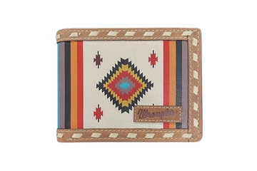 Wrangler Men's Navajo Pattern Digital Printed Canvas BiFold Wallet