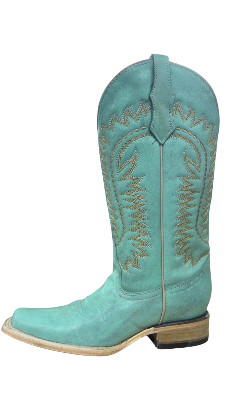 Circle G Women's Turquoise Embroidered Square Toe Boots