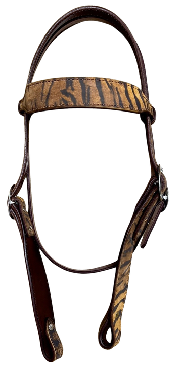 R Bar B Tiger Print Browband Headstall