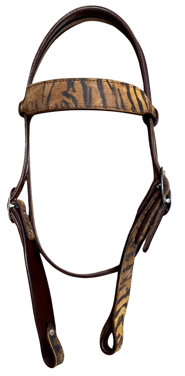 R Bar B Tiger Print Browband Headstall