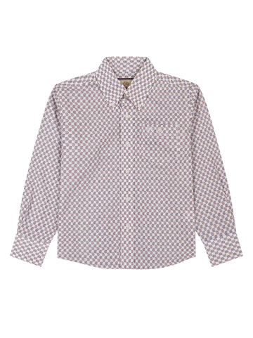 Wrangler Boy's Classic Button-Down Red Geo Print Shirt