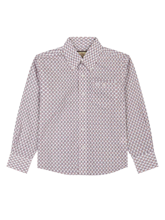 Wrangler Boy's Classic Button-Down Red Geo Print Shirt