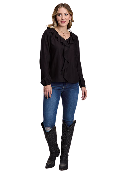 Roper Women's Long Sleeve Black Peasant Blouse