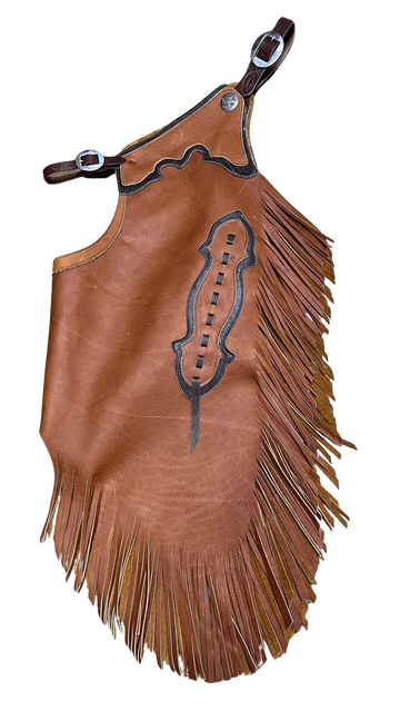 Rockin' Y Saddlery Adult Two-Tone Medium Brown/Dark Brown Leather Chinks