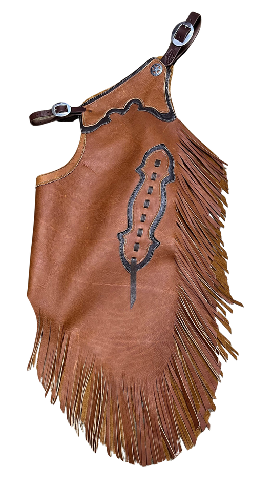 Rockin' Y Saddlery Adult Two-Tone Medium Brown/Dark Brown Leather Chinks