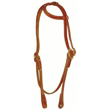 Berlin Custom Leather Sliding One Ear Headstall w/Throatlatch and Chicago Screws