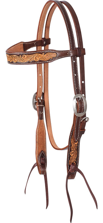 Martin Saddlery Chocolate Framed Scroll Tooled  Browband Headstall