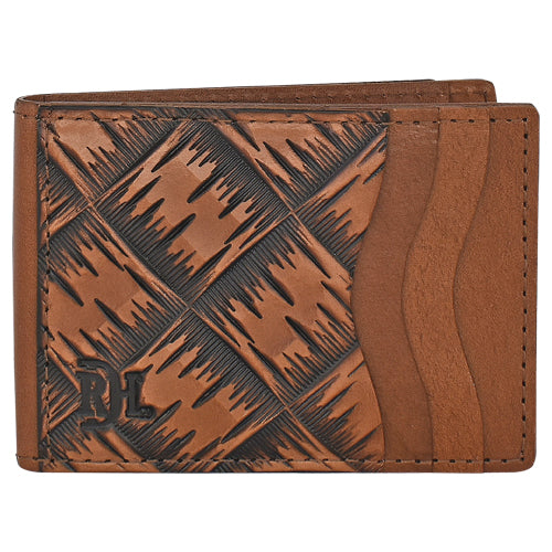 Red Dirt Hat Co. Men's XL Basketweave Tooling Bifold Card Case w/Magnetic Money Clip