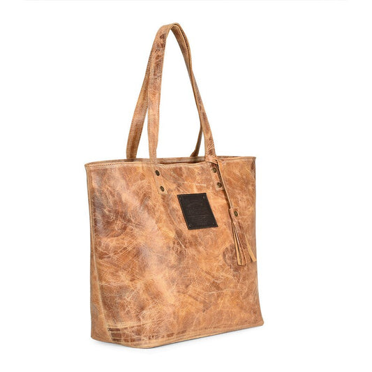Corral Distressed Leather Straw Tote Bag