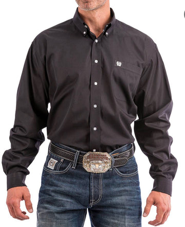 Cinch Men's Solid Black Button-Down Western Shirt