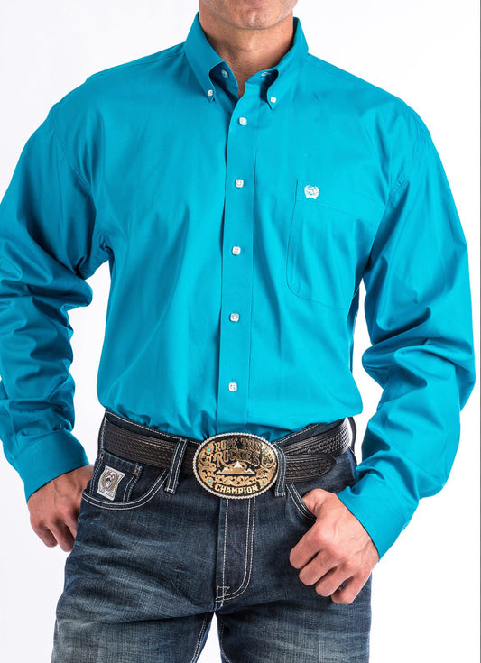 Cinch Men's Solid Turquoise Button-Down Western Shirt