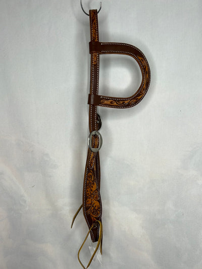 R Bar B-PT Brown Painted Floral Slip Ear Headstall HDST-555