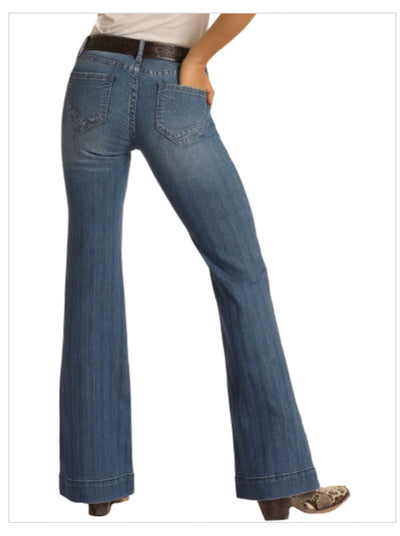 Rock & Roll Denim Women's Stripe Trouser Jean