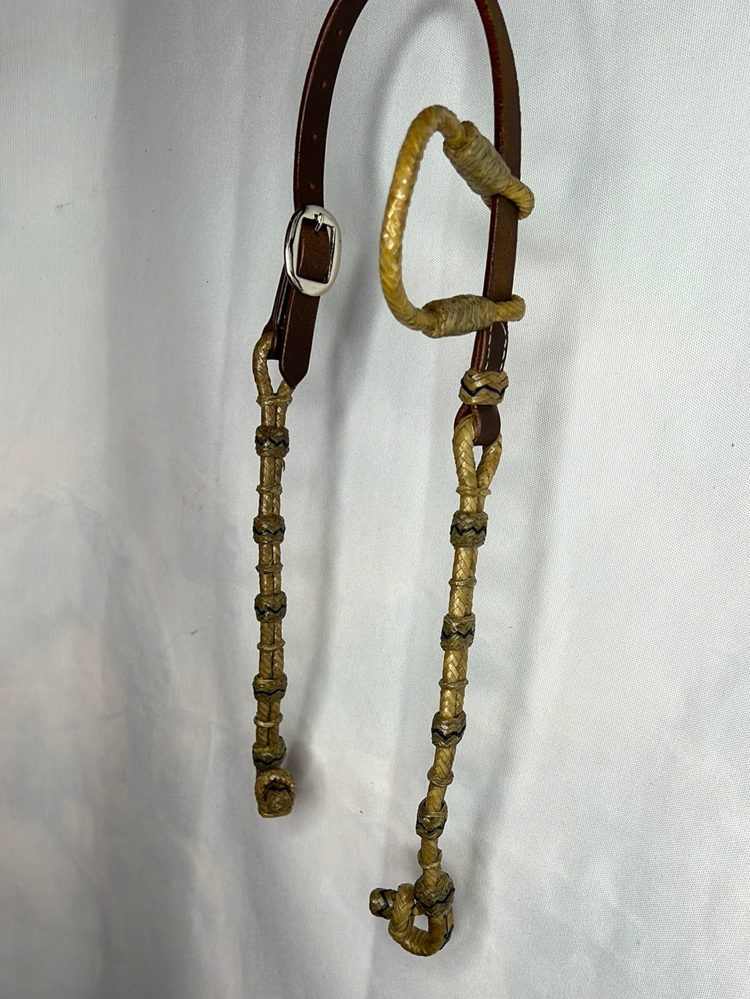 R Bar B-PT Rawhide and Leather One Ear Headstall 2037-DBO