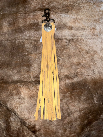 Saddle Charm Fringe Tassel -Suede with Buffalo Concho