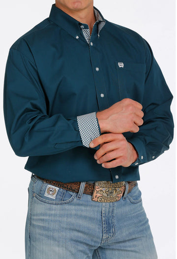 Cinch Men's Teal Long Sleeve Button Down Shirt