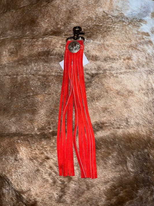 Saddle Charm Fringe Tassel -Suede with Buffalo Concho