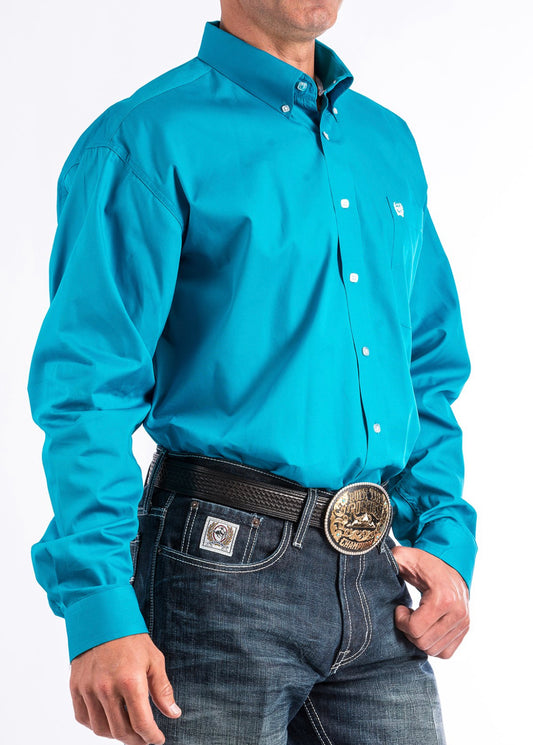 Cinch Men's Solid Turquoise Button-Down Western Shirt