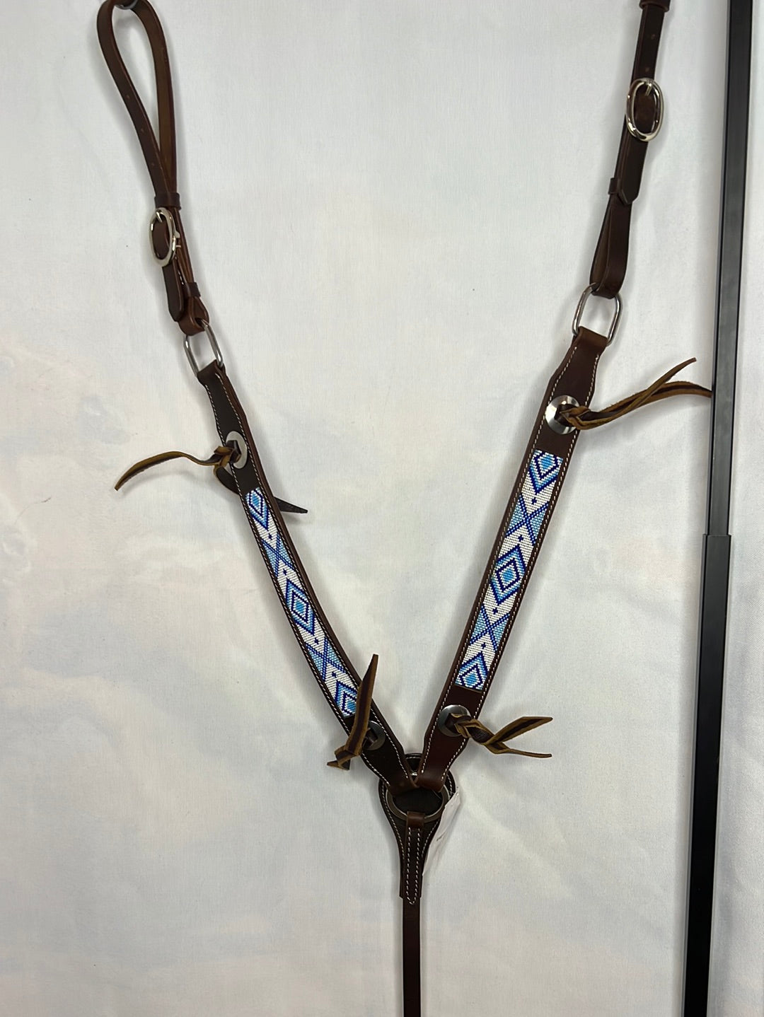 R Bar B-PT Brown Leather w/Beaded Inlay Breastcollar 6102-DBO