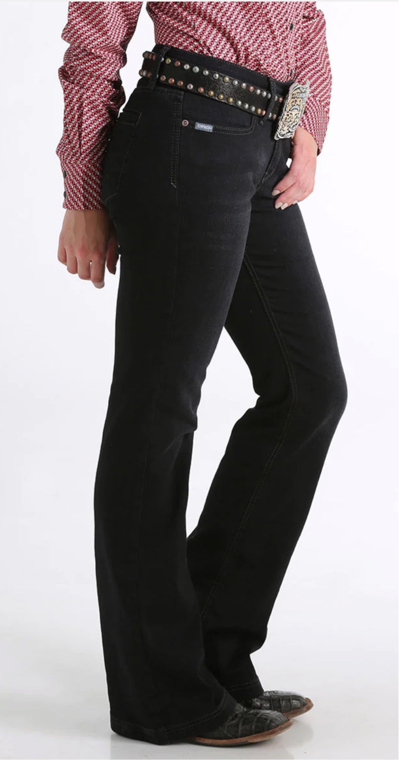Cinch Women's Lynden Moderate Rise Slim Fit Black Trouser