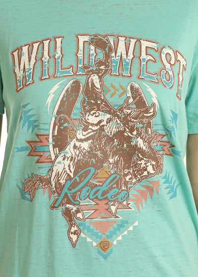 Rock & Roll Women's Turquoise Wild West Graphic T-Shirt