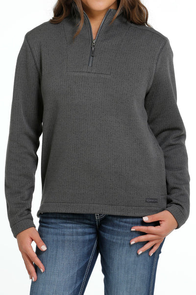 Cinch Women's Charcoal 1/4 Zip Knit Sweater