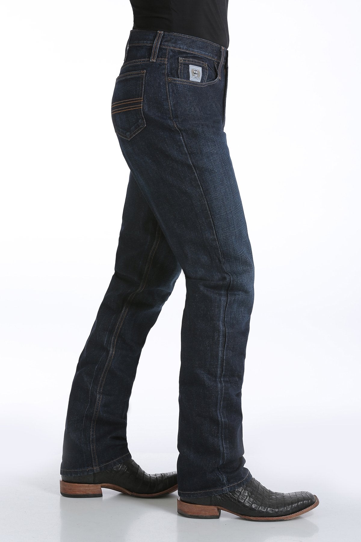 Cinch Men's Silver Label Slim Fit Dark Stonewash Jeans