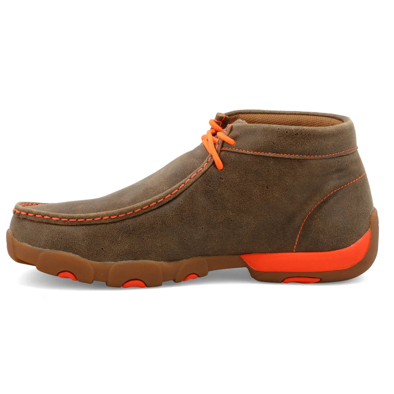 Twisted X Men's Chukka Driving Mocs-Bomber/Neon Orange