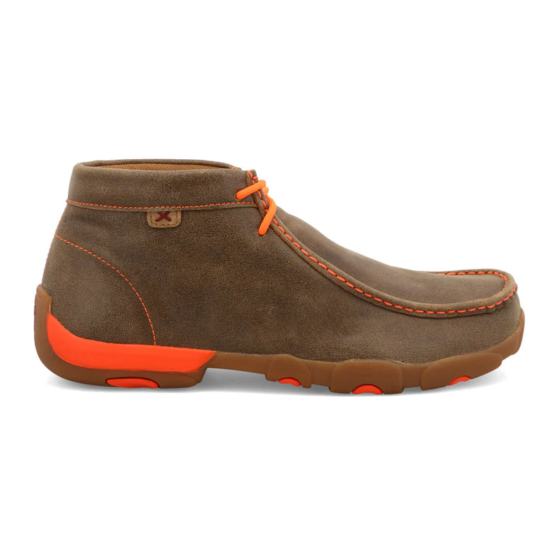 Twisted X Men's Chukka Driving Mocs-Bomber/Neon Orange