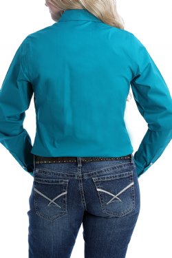 Women's Cinch Teal Solid Button-Down Shirt-Teal