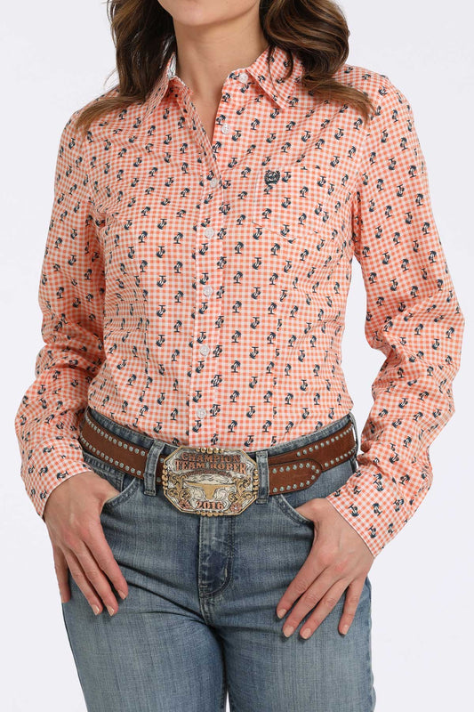 Cinch Women's Palm Tree Print Button-Down Shirt