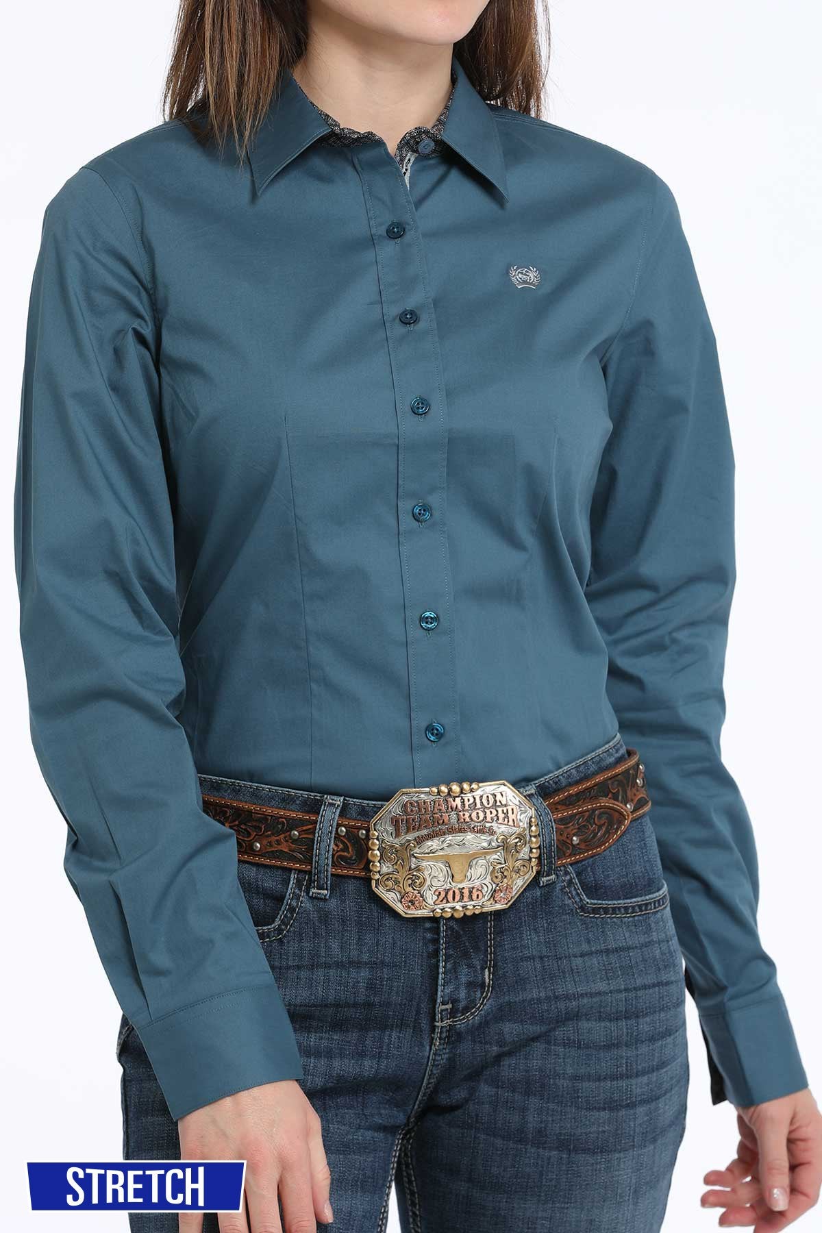 Cinch Women's Solid Teal Button-Down Western Shirt