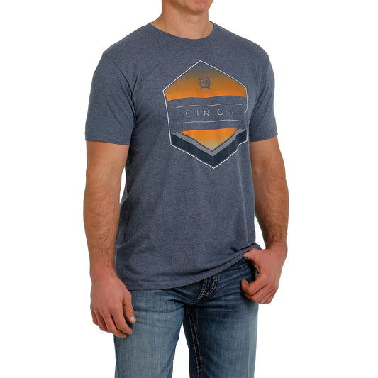 Cinch Men's Heather Blue Logo T-Shirt