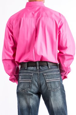 Cinch Men's Solid Pink Button-Down Long Sleeve Shirt
