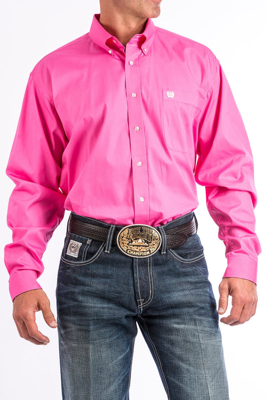 Cinch Men's Solid Pink Button-Down Western Shirt