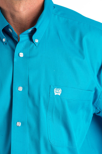 Cinch Men's Solid Turquoise Button-Down Western Shirt