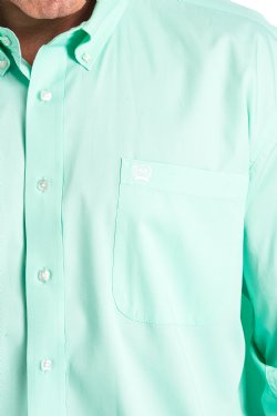Cinch Men's Solid Mint Long Sleeve Button-Down Shirt