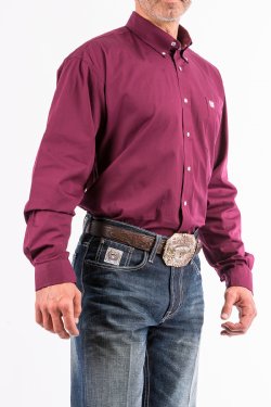 Cinch Men's Solid Burgundy Button-Down Western Shirt