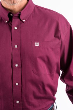 Cinch Men's Solid Burgundy Button-Down Western Shirt